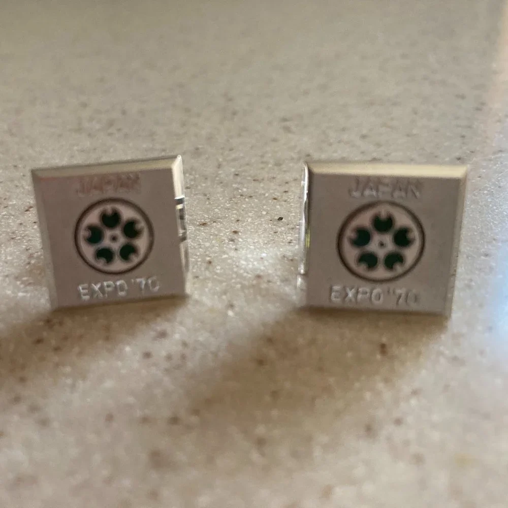 Tie Clip with Cufflinks Set Japan 1970 Collectible Vintage